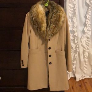 Fur neckline Tan Peacoat Small